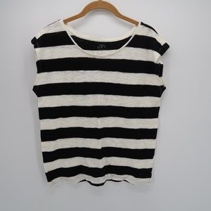 Ann Taylor LOFT Striped Short Sleeve Cropped Top